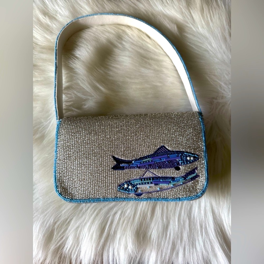 Anthropologie THE FIONA BEADED BAG: FOOD & DRINK EDITION 97579502 Sardines Fish - Picture 4 of 6